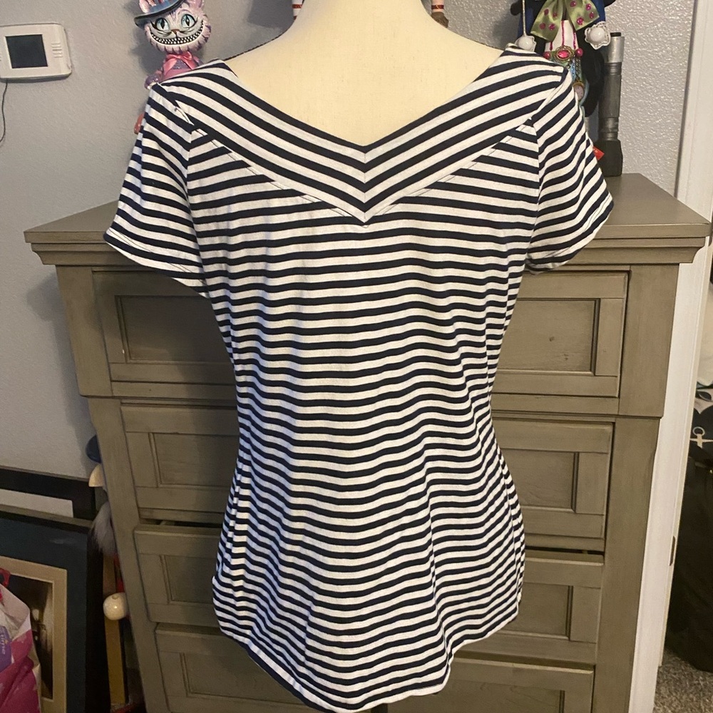 Chaps Navy and White stripe shirt